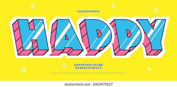 Font happy 3d style modern typography