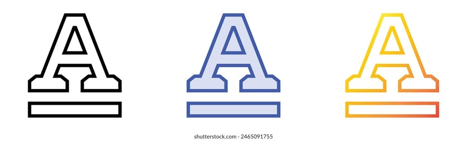 font icon. Linear, Blue Fill and Gradient Style Design Isolated On White Background