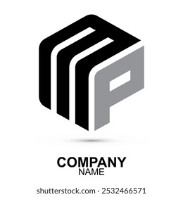 Ícone de fonte. ícone de logotipo isolado no fundo branco. Exágono moderno do design do logotipo do monograma e letras P. Mais um conjunto de letras para criar o logotipo.