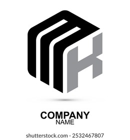 Font icon. logo icon isolated on white background. Modern exagon of the monogram logo design, and K letters. Plus a set of letters to create the logo.