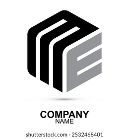 Ícone de fonte. ícone de logotipo isolado no fundo branco. Exágono moderno do design do logotipo do monograma, e letras E. Mais um conjunto de letras para criar o logotipo.