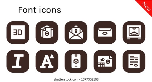 font icon set. 10 filled font icons.  Simple modern icons about  - d, Letter, Italic, Font