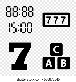 Font icons set. set of 4 filled icons such as abc cube, 7 number