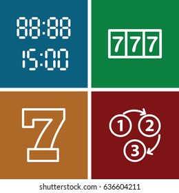 Font icons set. set of 4 font outline icons such as 7 number, 1 2 3