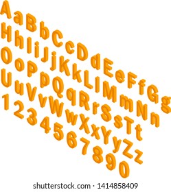 Font isometric 3d vector illustration letters cartoon flat style blue clean isolated. Upper and lower case letters - Vector