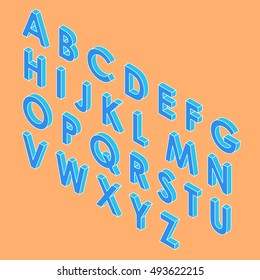 Font isometric 3d vector illustration capital letters cartoon flat style