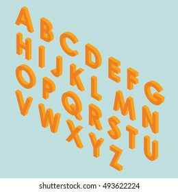 Font isometric 3d vector illustration capital letters cartoon flat style