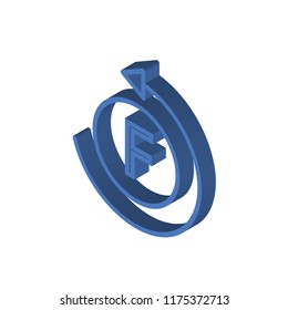 Font isometric left top view 3D icon