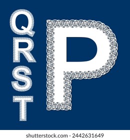 Font with lacy edges for laser cutting, suitable for glamor, weddings and other romantic events. Latin alphabet letter.  Can be cut from paper or wood. Vector illustration.