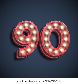 Font with lamps, vector