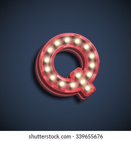 Font with lamps, vector