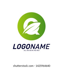 Font with Leaf Logo Design Concepts. Nature Letter Logo Icon Vector Template. Icon Symbol.