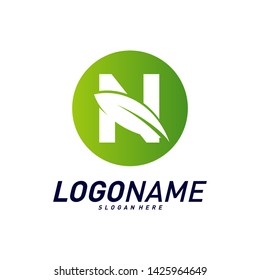 Font with Leaf Logo Design Concepts. Nature Letter Logo Icon Vector Template. Icon Symbol.