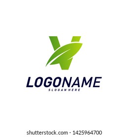 Font with Leaf Logo Design Concepts. Nature Letter Logo Icon Vector Template. Icon Symbol.