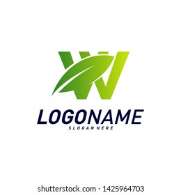 Font with Leaf Logo Design Concepts. Nature Letter Logo Icon Vector Template. Icon Symbol.
