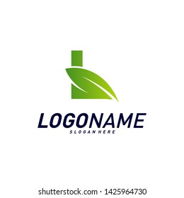 Font with Leaf Logo Design Concepts. Nature Letter L Logo Icon Vector Template. Icon Symbol.
