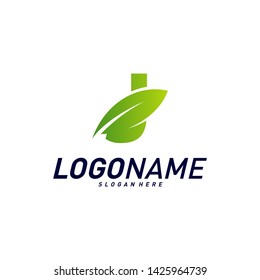 Font with Leaf Logo Design Concepts. Nature Letter J Logo Icon Vector Template. Icon Symbol.