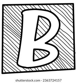 font letter B and hand drawn line. Flat design.
