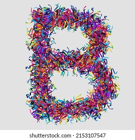 Font letter B vector design  made of yarn. font for your unique decoration, concept idea. smooth gradient color. Unique elements for your best design ; logo, font, corporate identity, application