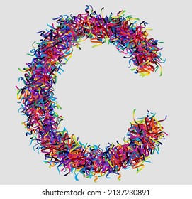Font letter C vector design  made of yarn. font for your unique decoration, concept idea. smooth gradient color. Unique elements for your best design ; logo, font, corporate identity, application