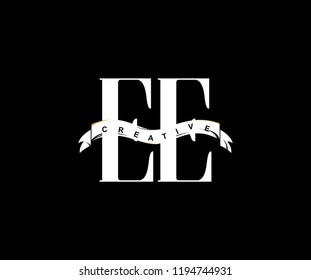 Font Letter EE Isolated Swoosh Modern Monogram Ribbon Logo