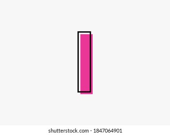 I font letter made of black frame outline shadow of font pink color. Vector illustration for logo, design element, poster etc.
