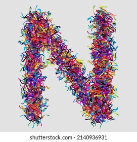 Font letter N vector design  made of yarn. font for your unique decoration, concept idea. smooth gradient color. Unique elements for your best design ; logo, font, corporate identity, application