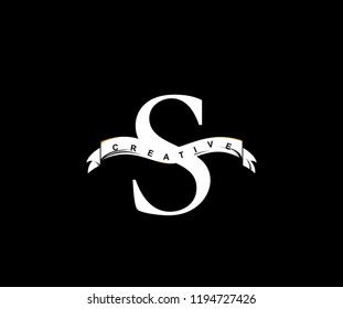 Font Letter S Isolated Swoosh Modern Monogram Ribbon Logo