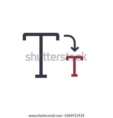 Font letter size smaller icon. Smaller size font. Stock Vector illustration isolated on white background.