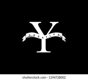 Font Letter Y Isolated Swoosh Modern Monogram Ribbon Logo