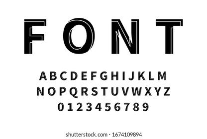 Font with letters and numbers. Alphabet in latin. Word Font with letters and numbers in latin. Vector illustration.