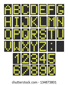 Font - Letters And Numbers Imitating A Digital Display Board. Usable For Airport Schedules, Train Timetables Etc.