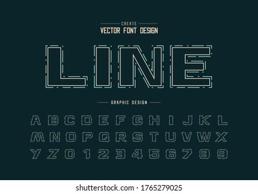 font and line alphabet vector, Design typeface letter and number, Graphic text on dark background