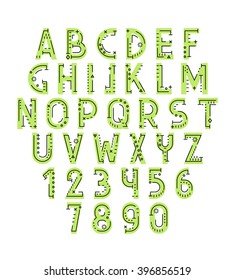 Font in line flat style modern decorative. Conceptual alphabet. Geometric letters of sign. Techno style. Cryptography