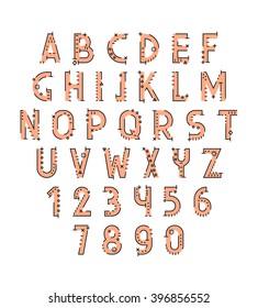 Font in line flat style modern decorative. Conceptual alphabet. Geometric letters of sign. Techno style. Cryptography