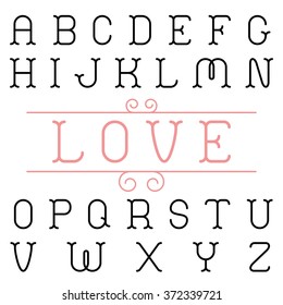 font line, love vector