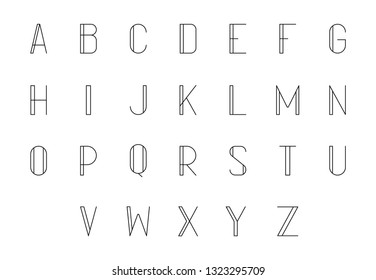 Font logo. Modern design vector font for title, header, lettering. Corporate Vector abc technology typeface. Letters line art style