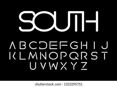 Font logo. Modern design vector font for title, header, lettering. Corporate Vector abc technology typeface. Letters line art style