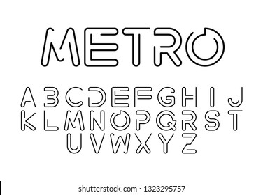 Font logo. Modern design vector font for title, header, lettering. Corporate Vector abc technology typeface. Letters line art style
