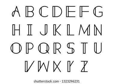 Font logo. Modern design vector font for title, header, lettering. Corporate Vector abc technology typeface. Letters line art style