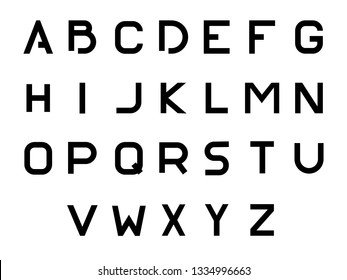 Font logo. Modern design vector font for title, header, lettering. Corporate Vector abc technology typeface. Letters line art style