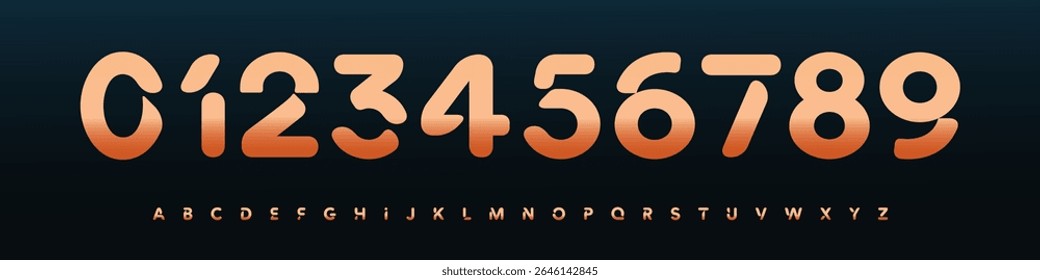 Font Logo Numbers Numeric Alphabet Typography Design Vector Type Typeface. Soft rounded digits with modern cutout geometry for mobile games, tech branding, kids app, futuristic identity