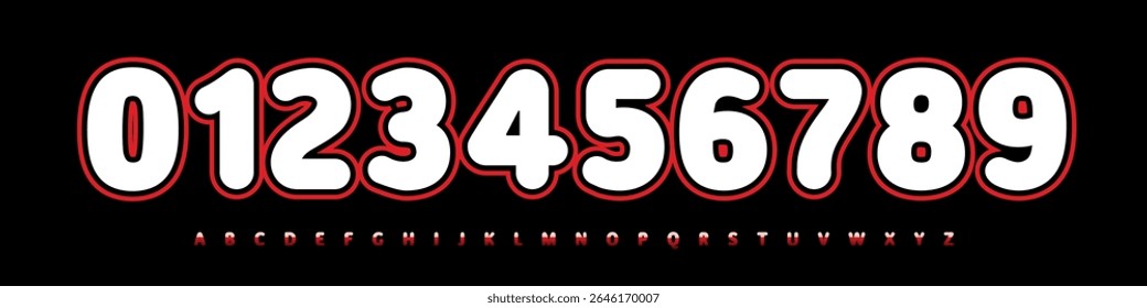 Font Logo Numbers Numeric Alphabet Typography Design Vector Type Typeface. Bold rounded digits with outline for sports jerseys, school league branding, fan posters, athletic visuals, team identity