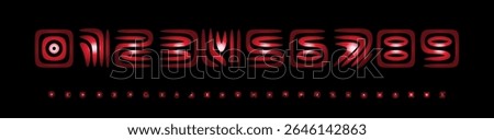 Font Logo Numbers Numeric Alphabet Typography Design Vector Type Typeface. Bold geometric maze digits with futuristic rounded style for esport, uniforms, badges, scoreboards. Vector illustration