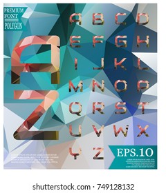 Font low poly Geometric pattern abstract background, texture for web banner