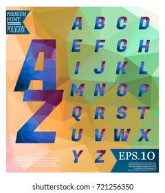 Font low poly on backgrounds full Color pattern of geometric shapes. Triangle mosaic eps.10