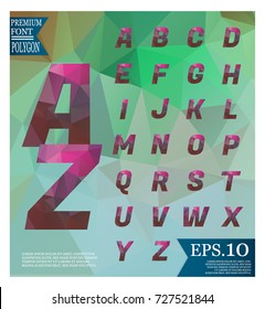 Font low poly on backgrounds full Color pattern of geometric shapes. Triangle mosaic eps.10