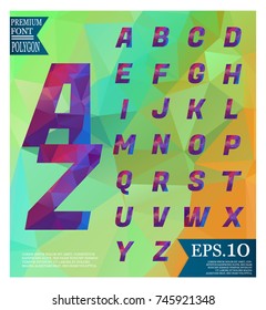 Font low poly on backgrounds full Color pattern of geometric shapes. Triangle mosaic eps.10
