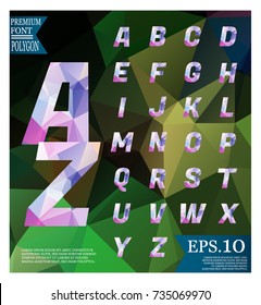 Font lowpoly on abstract background low poly textured triangle shapes in random pattern design