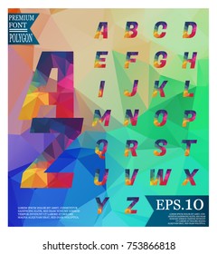 Font lowpoly on abstract background low poly textured triangle shapes in random pattern design